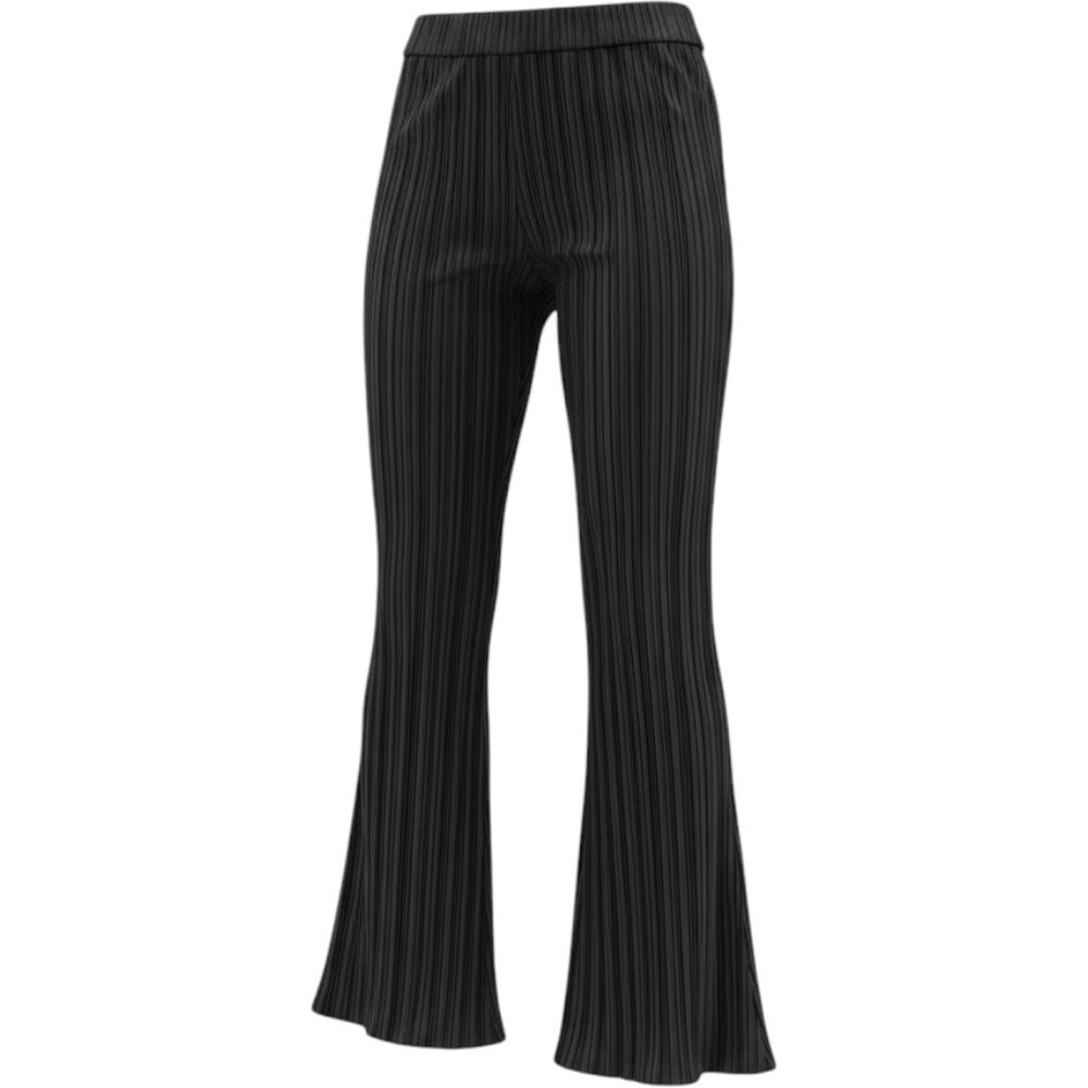 Maniere De Voir Black Pleated Flare Pants High Waisted Accordion Trousers